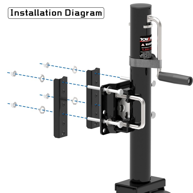 TOWKING 6-inch Dual Wheels Trailer Jack, 13" Vertical Movement, 1500