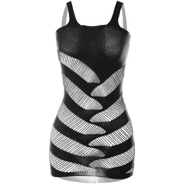 Vorifun Hochelastisches Damen-Netz-Dessous, Unterhemd, Babydoll, Minikleid, Bodysuit, Einheitsgröße, Schwarz, Einheitsgröße