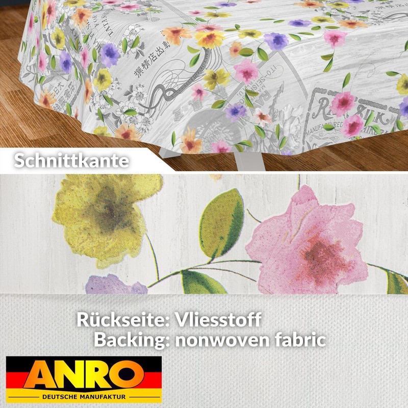 ANRO Oilcloth Tablecloth Wax Tablecloth Washable Garden Tablecloth Round Oval