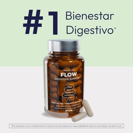 Molecular Labs | Flow Digestive Support | Fórmula Digestiva Completa con Fibra Psyllium, Magnesio, Enzimas Digestivas y Vitamina B12 | Apoyo para Confort y Regularidad Digestiva Suave | 60 Cápsulas