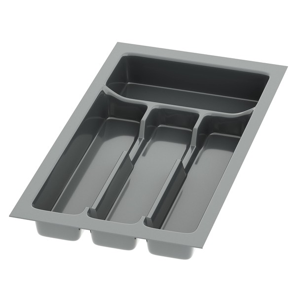 Sossai® Divio Cutlery Tray for Drawers 30 cm Width 23 cm x Depth 43 cm Can be Cut to Size with 4 Compartments Colour: Anthracite Cutlery Tray Organiser System