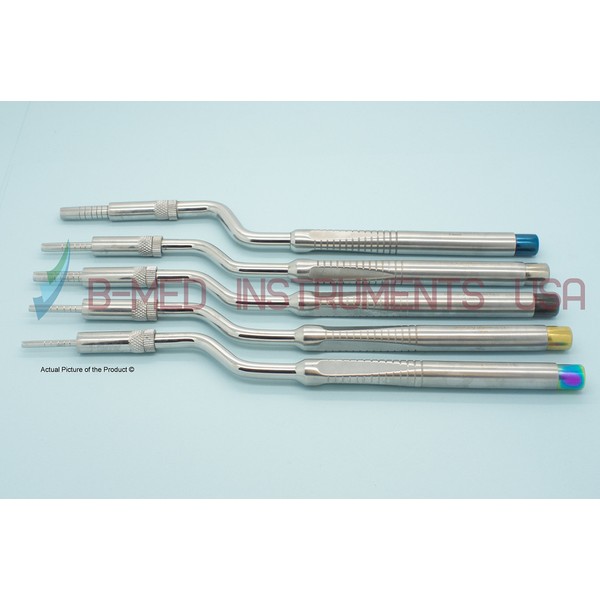 Set of 5 Sinus Lift Osteotomes Offset Concave Curved Tip
