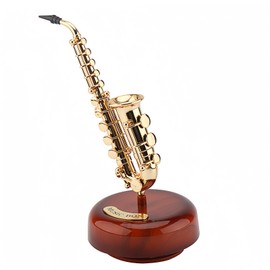 Musiin Rotating saxophone music box creative retro desktop ornament simulation model (gold)