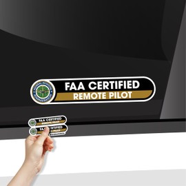 FAA Certified Remote Pilot Stickers | FAA Drone Pilot Sticker Signs | Federal Aviation Vinyl Sticker | Set of 2 Glossy Laminated Permanent 1x5 inches Vinyl Stickers (Small)