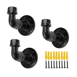 DSDS Industrial Pipe Hooks 3 Pack，Robe Towel Hook Wall Mounted,Heavy Duty DIY Wall Mounted Rustic Coat Hanger Hat Holder