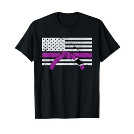 American Flag Jiu Jitsu Purple Belt Rank BJJ Jiujitsu Gift T-Shirt