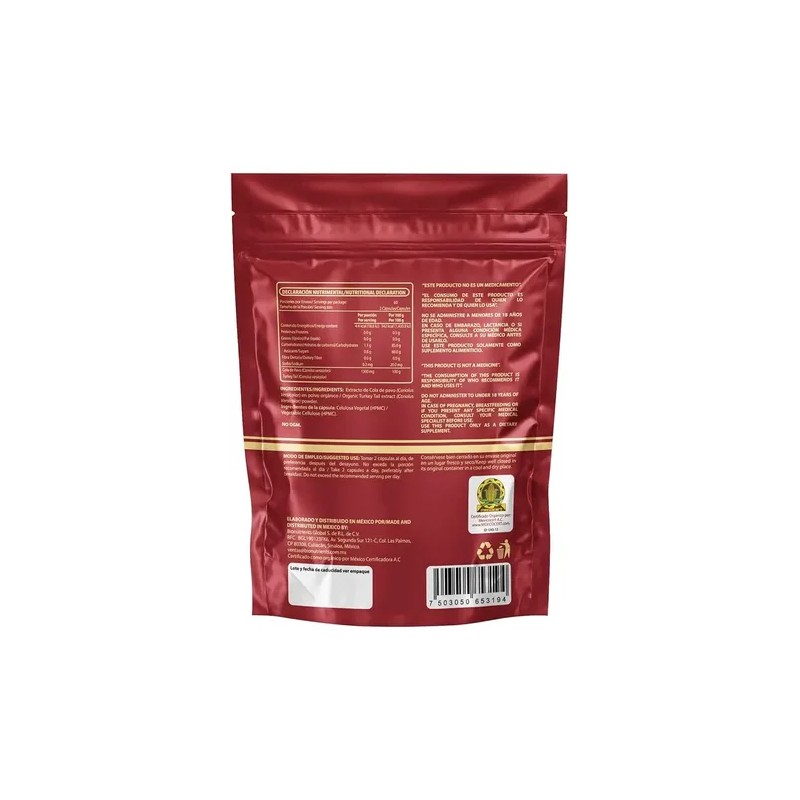 Wellthy Turkey Tail 120 Cápsulas. Hongo Cola De Pavo 1300mg