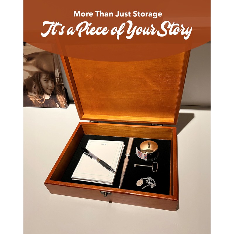 WE Games Wooden Memory Box for Keepsakes – Vintage Decorative