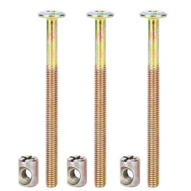 Vikye M6 Furniture Screw 40 mm/60 mm/80 mm/90 mm/100 mm, Pack of 10 Galvanised Carbon Steel Connecting Screws with Cylinder Nuts, Dowel Nuts, Plug Holder (40 mm)