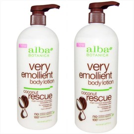 Alba Botanica Very Emollient Body Lotion Coconut Rescue 32oz 2 Pack