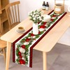 Nepnuser Black and Red Buffalo Check Plaid Christmas Table Runner