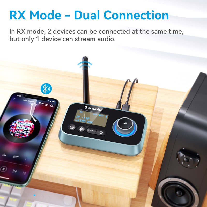 Bluetooth 5.0 Transmitter Receiver - SOOMFON Bluetooth TV Adapter with