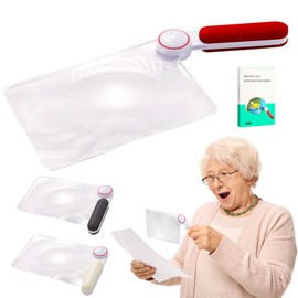5X Magnifying Sheet for Reading, Fresnel Lens Magnifier Anti-Glare to Reduce Eye Strain, Perfect Handheld Tool for Kids Seniors and Low Vision Persons (Red)