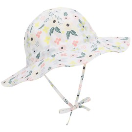Baby Sun Hat for Toddler Boys & Girls, UPF 50+, Adjustable Wide Brim Bucket Hats, Summer Beach Caps, Ideal for Ages 1-7 Years Yellow Pink Flower 6-12 Months
