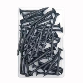 ELOOGAA 45pcs 1-3/8 inches Black Wood Screws,Wood Screws for Drywall,Phillips Drive Self Tapping Dry Wall Screws