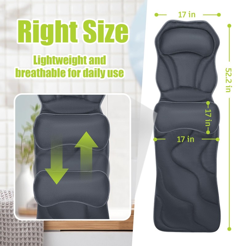 Bathland Full Body Bath Pillow for Tub - Extra Long