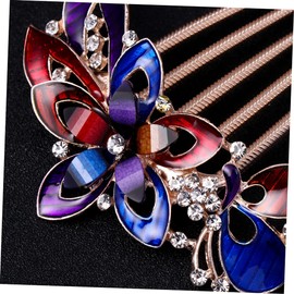 SAFIGLE Colorful Rhinestone Flower Bride Hair Comb Headdress for Weddings Parties Unique Decorative Hair Accessory for Women Friends
