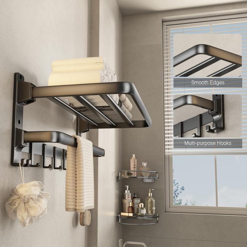 VOLDRA Towel Racks for Bathroom, 24-Inch Towel Shelf with Towel
