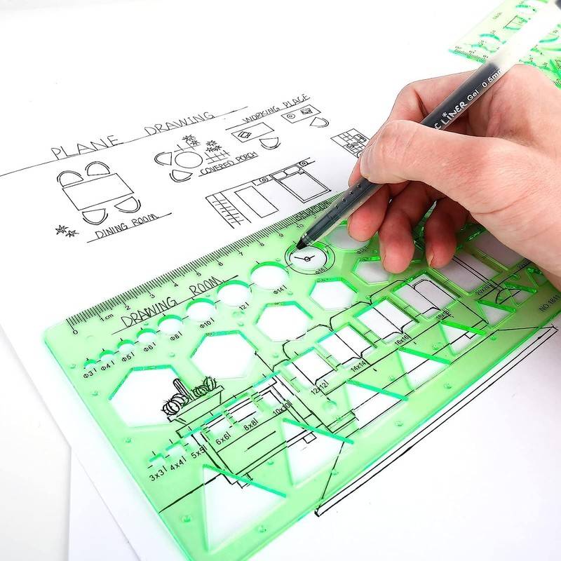 geometric plastic circle square hexagon template ruler drawing plastic circle