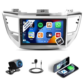 UNITOPSCI 4G+64G Android Car Radio for Hyundai Tucson 2015-2018 Wireless CarPlay Android Auto Bluetooth 5.0 GPS Mirror Link 9 Inch 1280 * 720 Touch Screen DSP 32 EQ FM/RDS WiFi+Backup Camera Mic