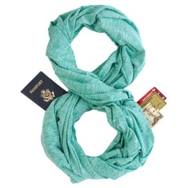 Zero Grid Infinity Travel Scarf Loop with Hidden Zipper Pockets for Passport, Phone, Cash, Cards - Converts to Blanket, Wrap, or Shawl