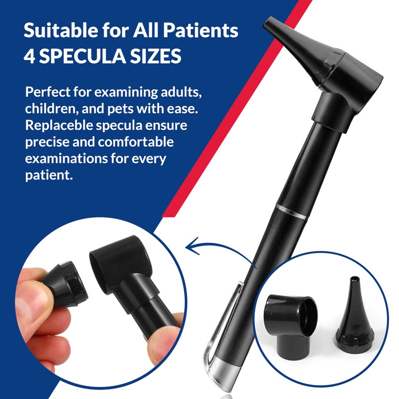 Dixie Ems Basic Medical Pocket Size Otoscope with LED Light,