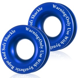 Otoolling 2 Pcs Winch Snatch Recovery Ring Block Pulley 66, 000 Lbs Compatible for SUV UTV ATV Off-Road Vehicle and Truck Pulley Towing Ring for Synthetic Rope and Soft Shackle(Blue)