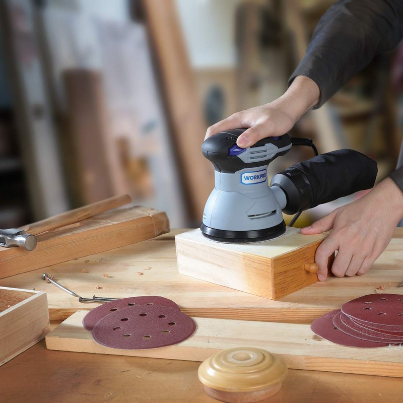 WORKPRO 150-piece Sanding Discs Set - 5-Inch 8-Hole Sandpaper 10