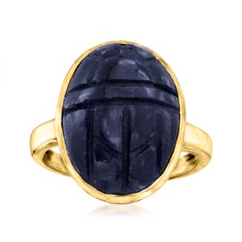 Ross-Simons 16.00 Carat Sapphire Scarab Ring in 18kt Gold Over Sterling. Size 9