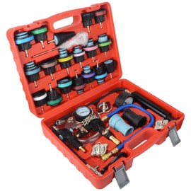 DAYUAN 28pcs Universal Radiator Pressure Tester Kit, coolant Pressure Tester Set coolant Vacuum Refill Tool for Cooling System (Red)