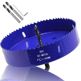 Luomorgo 6.3 inch 160mm Hole Saw, 1 1/4 inch Cutting Depth HSS Bi-Metal Hole Cutter with Hex Shank Drill Bit Adapter for Wood Cornhole Boards Plastic Drywall Fiberboard