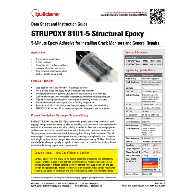 STRUPOXY (Abatron Aboweld 8101-5) Thixotropic Structural Epoxy Adhesive Kit with