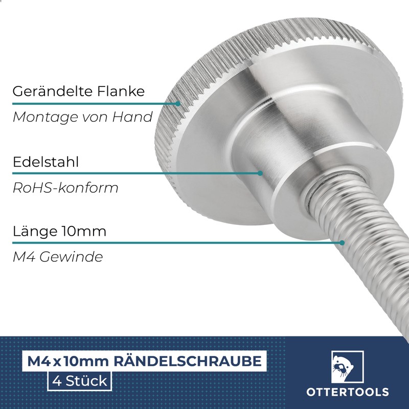 Ottertools - Thumb Screw DIN 464 | Thread: M4 x