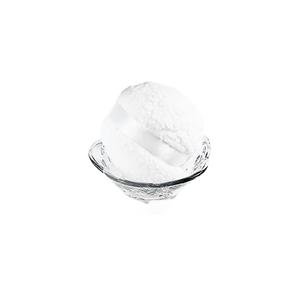 Fancy Molded Glass Dish and Medium Fleece Powder Puff for