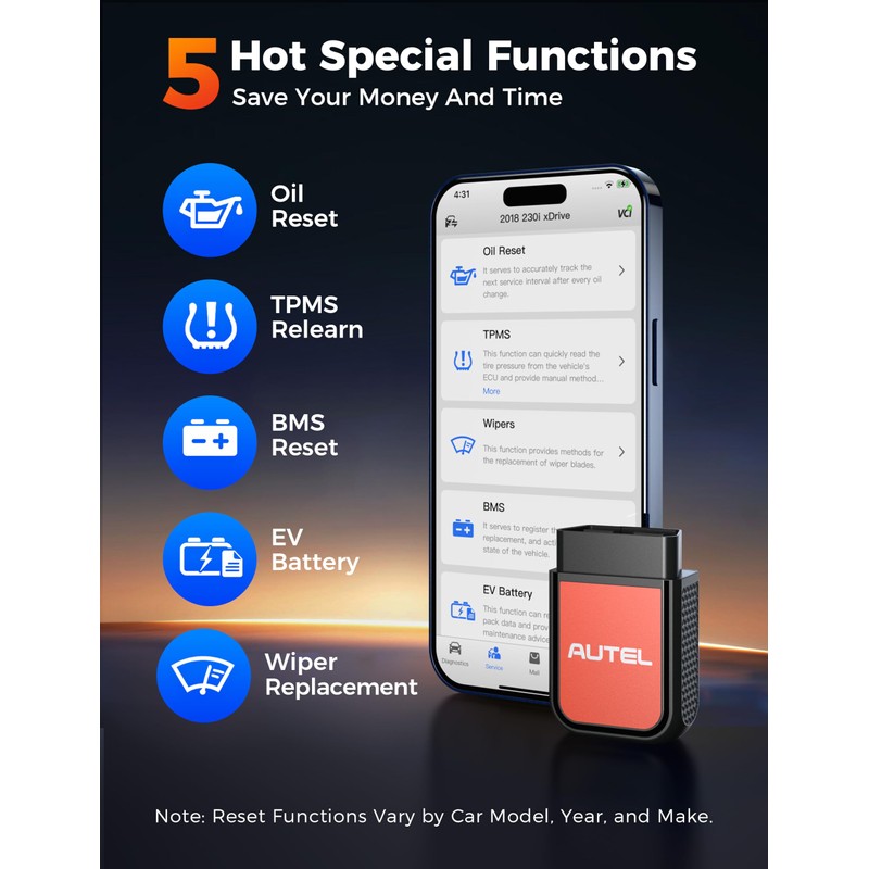 Autel AP2500E Bluetooth Code Reader OBD2 Scanner, Oil Reset, TPMS,