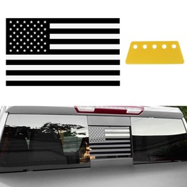 Wuyaoyao 2PCS Rear Middle Window American Flag Decal for F150 F250 F350 2015-2024, Matte Black USA Flag Vinyl Sticker, Patriotic Decoration Decal Exterior Accessories for Truck Car