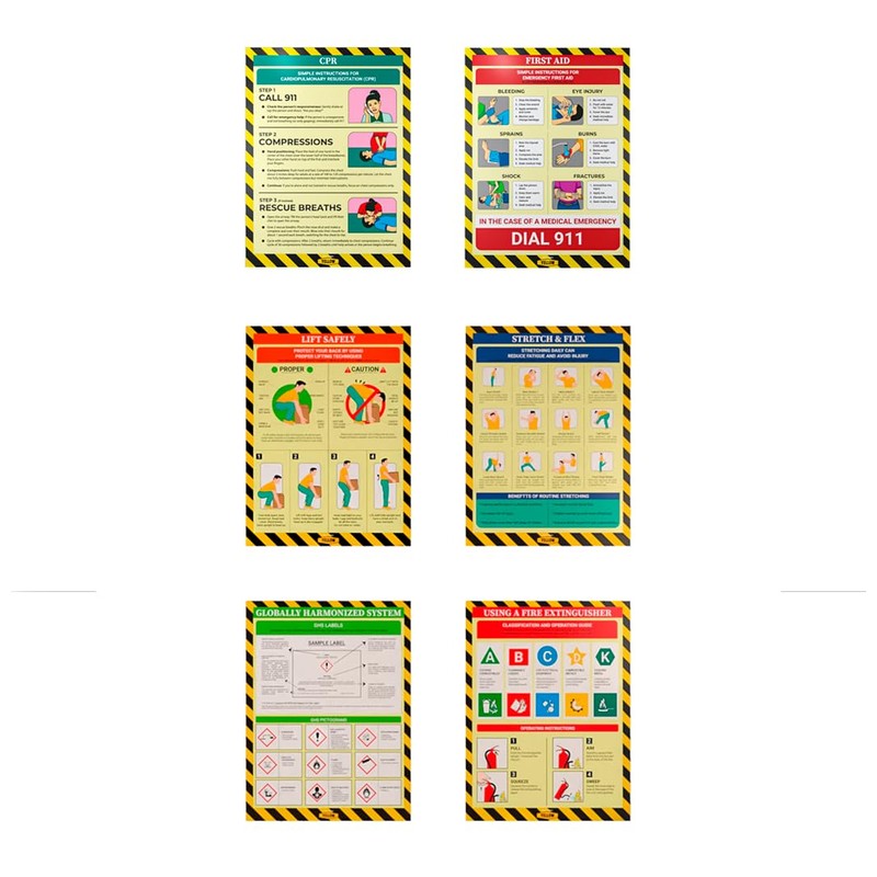 Yellow Safety - Workplace Safety Poster - Non-Lamintated, 12 x