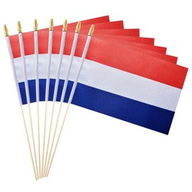 GSYLPFT 12 Pack Netherlands Flags on Sticks Dutch Small Mini Hand Held Flags for Office Classroom Holiday Party Decorations