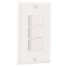 Wengart Triple Rocker Combination Decorator Switch,15Amp 120-277VAC,Ground Terminal,Residential/Commercial Grade,3 Individual Switches,UL Listed,White (1pack with Wallplate)