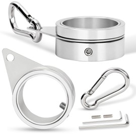 BONWIN 1.5" Flag Pole Rings, 2 Pcs Aluminum Alloy Spinning Flag Pole Ring Clips Swivels, 360° Rotating Anti Wrap Flagpole Ring Hardware with Stainless Steel Carabiners for 1.26-1.5" Diameter