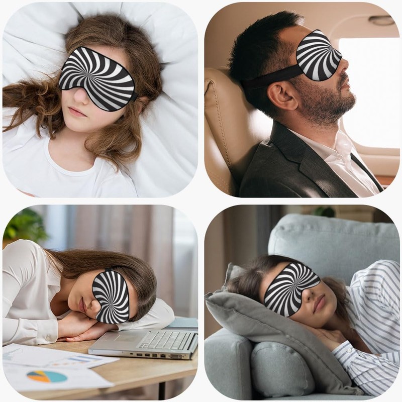 NOHSHE Black White Stripes Sleep Mask Eye Mask Abstract Swirl