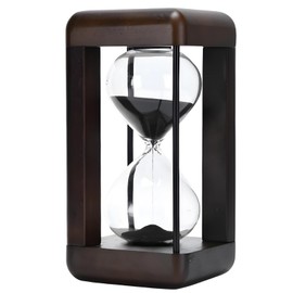 Decorative Hourglass Sand Timer with Black Sand, 60-Minute Glass Timer with Wooden Frame, Elegant Home Decor, Perfect for Living Room, Office, and Wedding Gifts