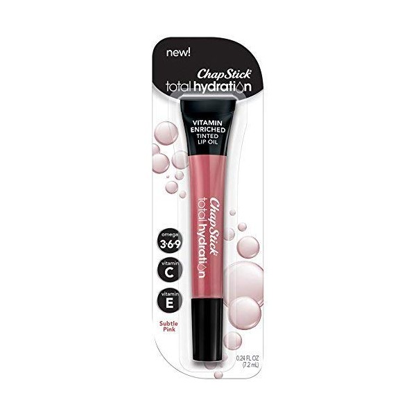 ChapStick Total Hydration Tinted Lip Oil 0.24 fl oz, Subtle Pink (Pack of 2)