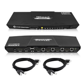 BuyTESmart 4-Port KVM HDMI 2.0 Video Switch - 4K@60Hz, QHD@144Hz - Audio Output & USB Sharing - 4x1 for PC, Laptop, Gaming Console, TV