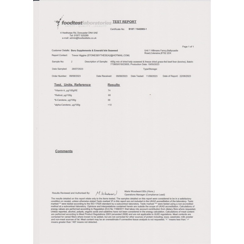 Grass Fed Beef Liver and kelp Seaweed Capsules 600mg 180