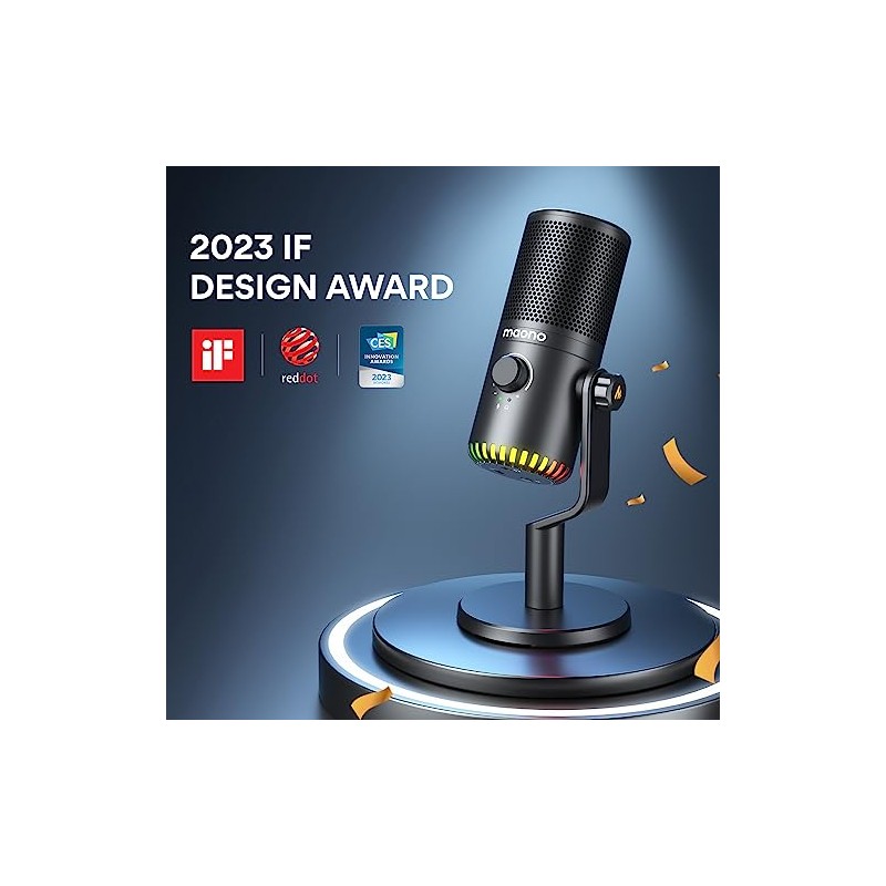 MAONO Micrófono USB para juegos para PC, micrófono condensador programable