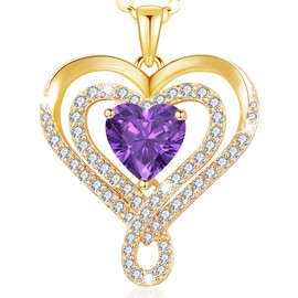 llyish Women's 925 Silver Infinity Necklace with Double Heart Pendant Chain Gold Women Jewellery Women's Birthday Gifts for Women Mum Christmas Valentine's Day Mother's Day, One size, Sterling Silver