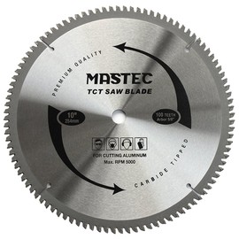 MASTEC 10-Inch 100T Carbide Tooth TCG for Aluminum Saw Blade with 5/8-Inch Arbor