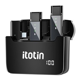 ITOTIN Wireless Microphone Type-C, Lapel Mini Clip-on Mic Professional Noise Reduction 6H Working Time with Charging Case for Video Recording, YouTube, Interview, Vlog, Live Stream-USB-C Port