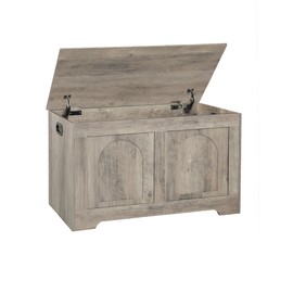 DINZI LVJ Storage Chest, 31.5”Wooden Toy Box with 2 Safety Hinges, Entryway Storage Bench with Flip-Top, Sturdy Storage Trunk for Living Room, Bedroom, Easy Assembly, Gray Wash
